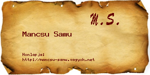 Mancsu Samu névjegykártya